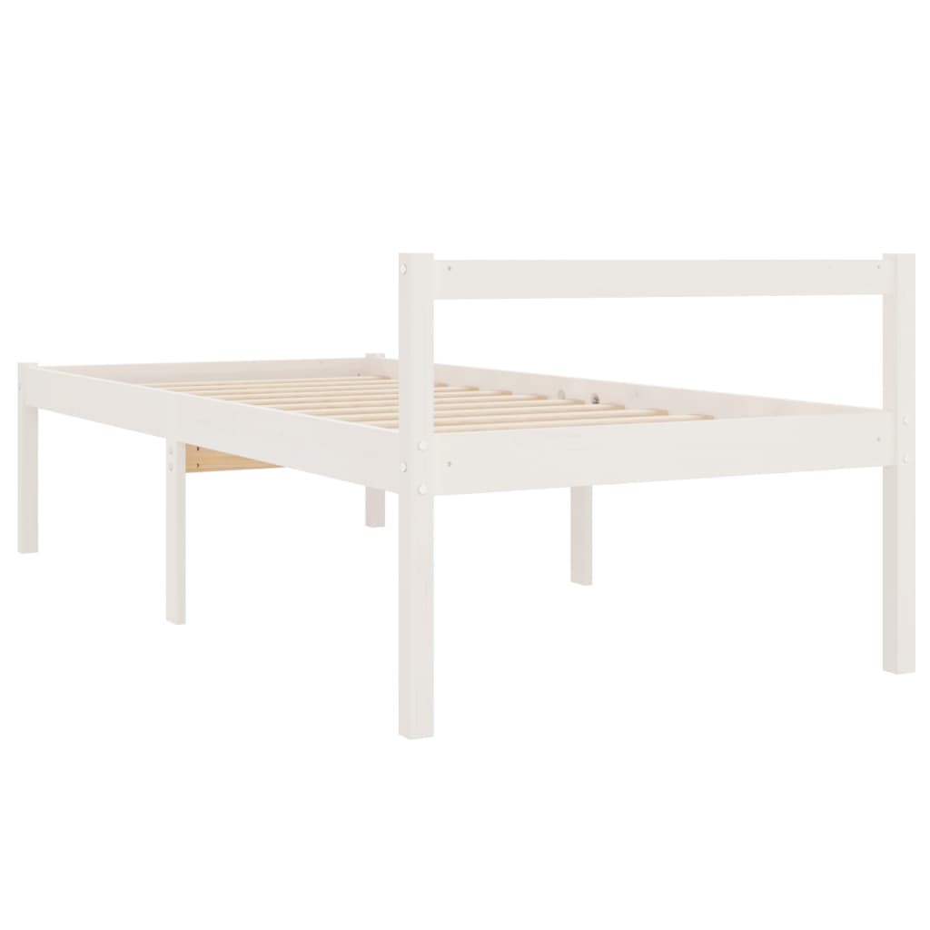 Berkfield Bed Frame White 90x190 cm Single Solid Wood Pine