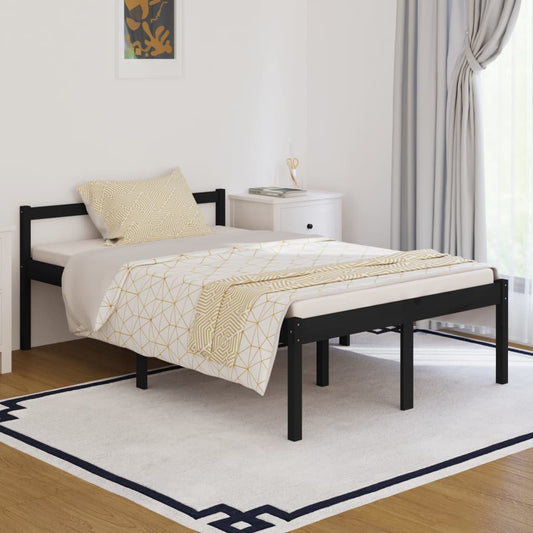 Berkfield Bed Frame Black 120x190 cm Small Double Solid Wood Pine