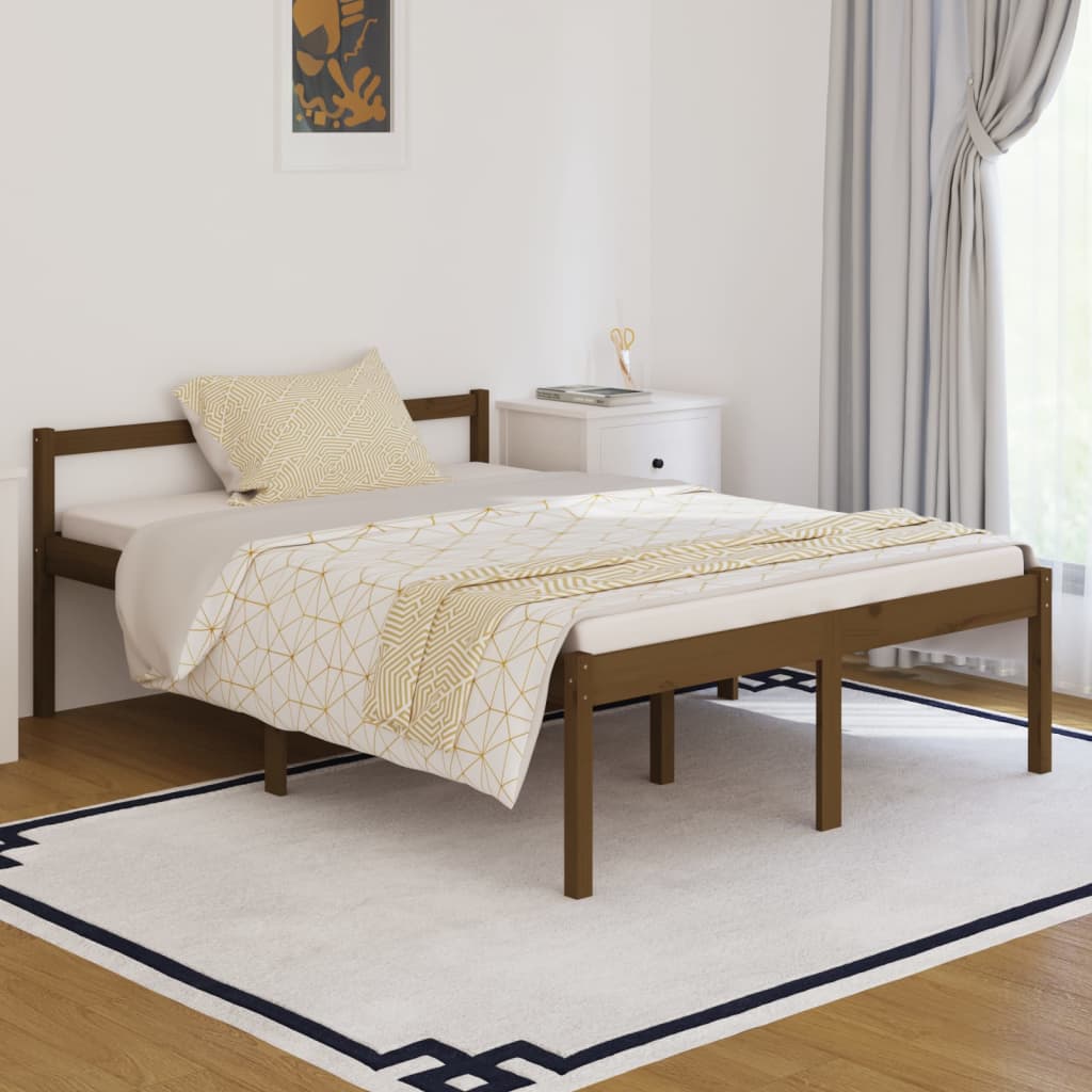 Berkfield Bed Frame Honey Brown 135x190 cm Double Solid Wood Pine