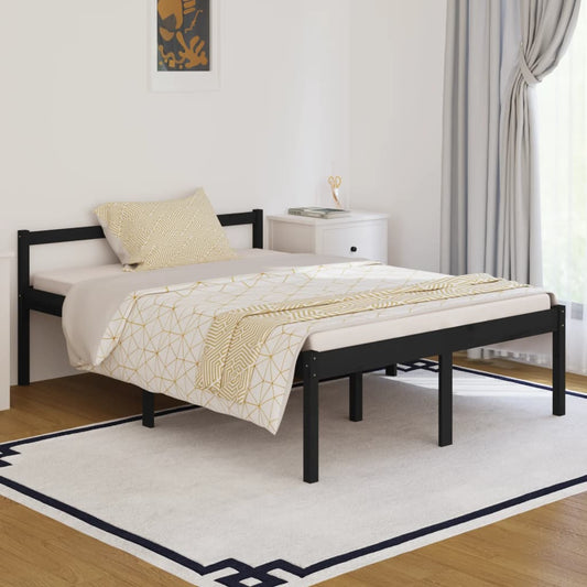 Berkfield Bed Frame Black 140x190 cm Solid Wood Pine