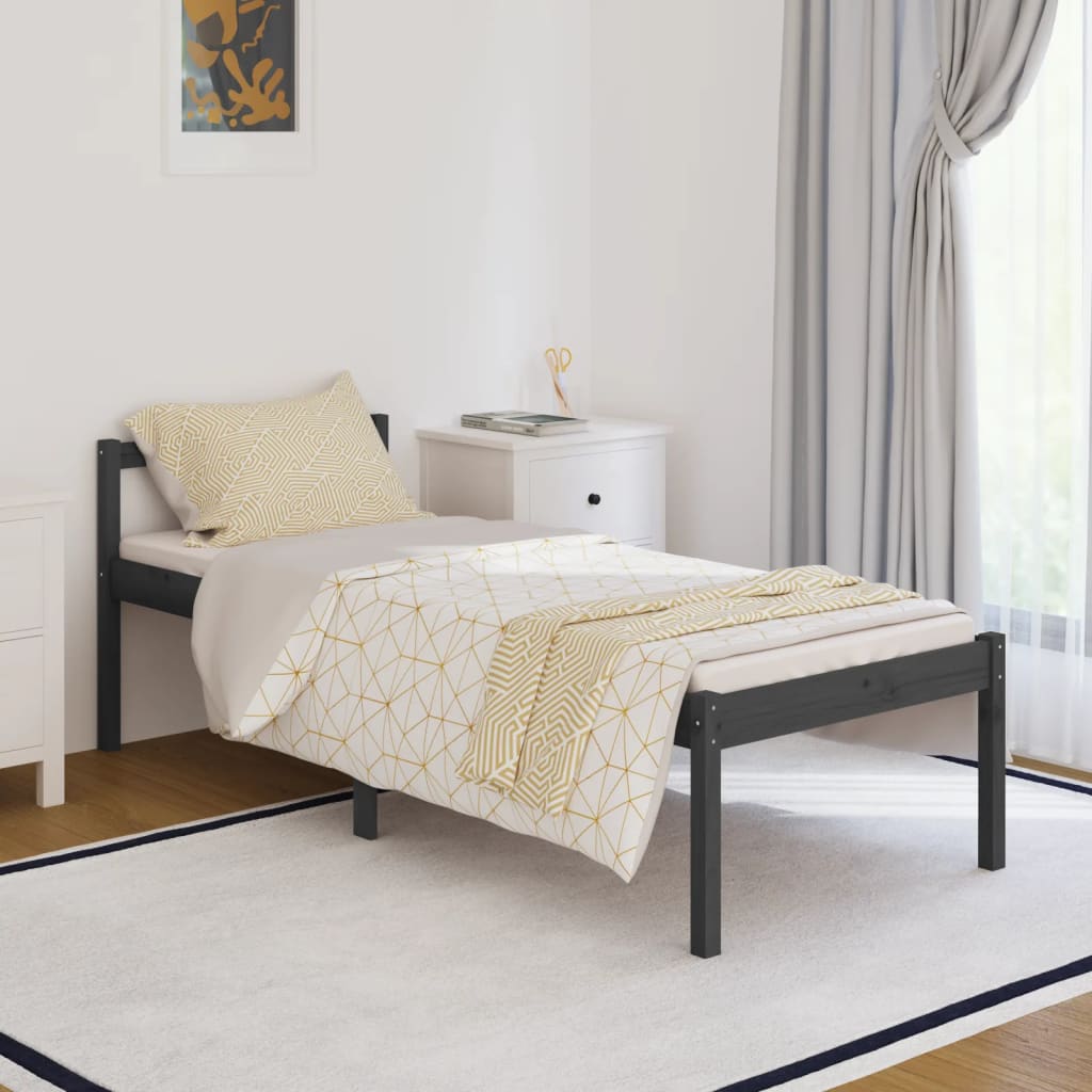 Berkfield Bed Frame Grey 90x200 cm Solid Wood Pine