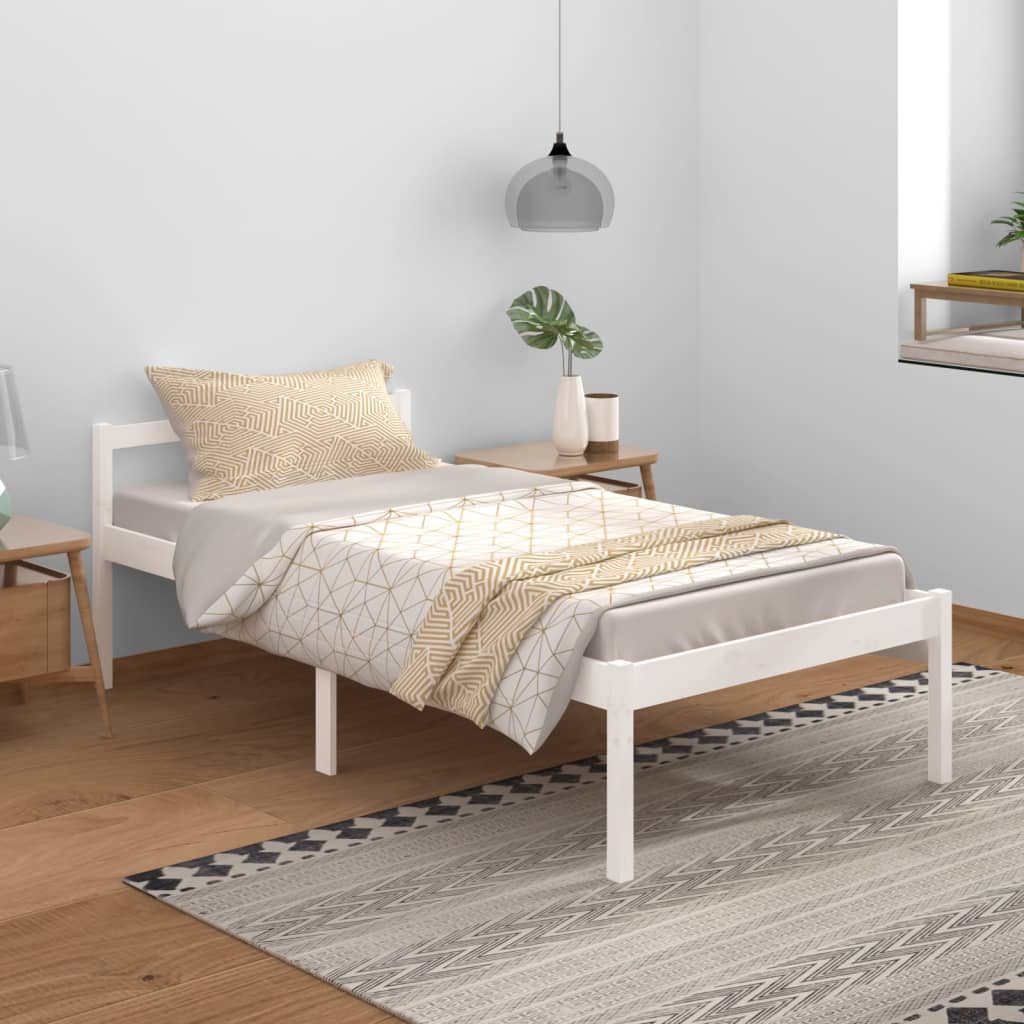 Berkfield Bed Frame White 100x200 cm Solid Wood Pine