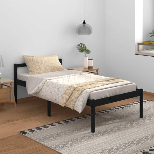 Berkfield Bed Frame Black 100x200 cm Solid Wood Pine
