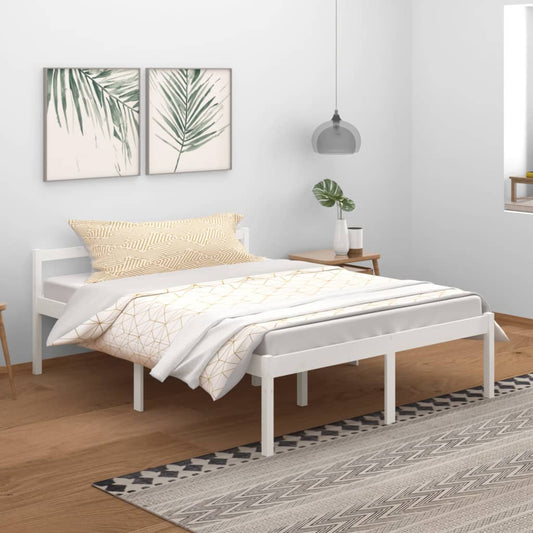 Berkfield Bed Frame White 150x200 cm King Size Solid Wood Pine