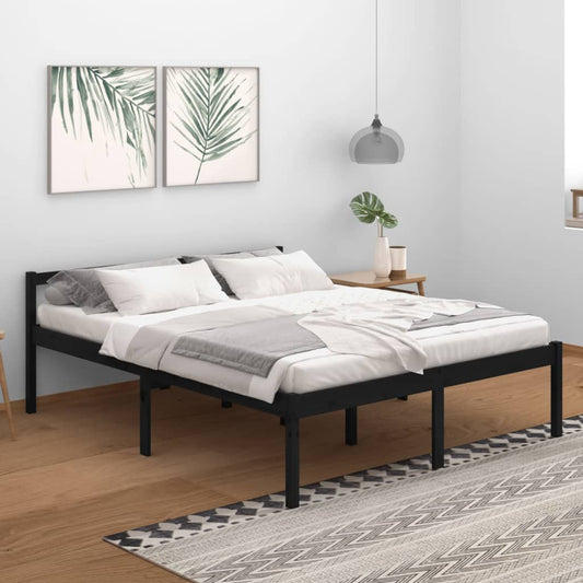 Berkfield Bed Frame Black 160x200 cm Solid Wood Pine