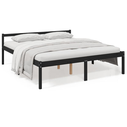 Berkfield Bed Frame Black 180x200cm Super King Size Solid Wood Pine