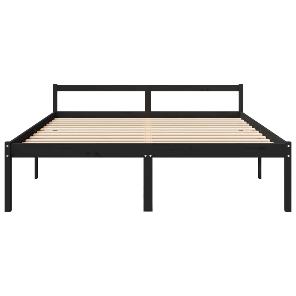 Berkfield Bed Frame Black 180x200cm Super King Size Solid Wood Pine