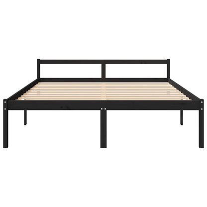 Berkfield Bed Frame Black 180x200cm Super King Size Solid Wood Pine