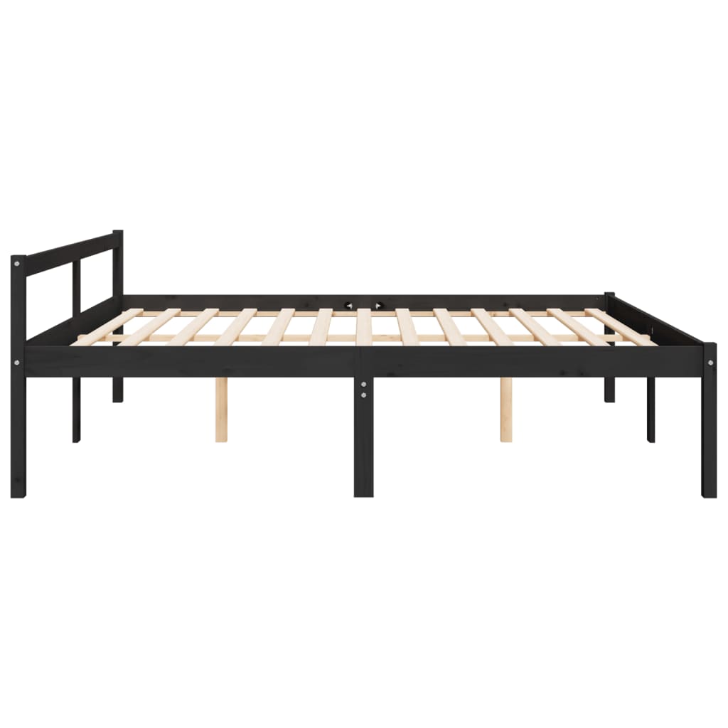 Berkfield Bed Frame Black 180x200cm Super King Size Solid Wood Pine