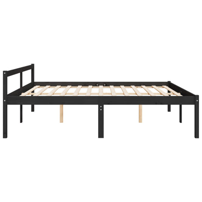 Berkfield Bed Frame Black 180x200cm Super King Size Solid Wood Pine