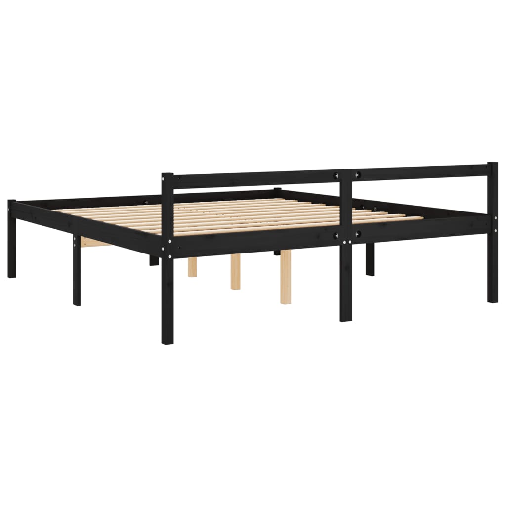 Berkfield Bed Frame Black 180x200cm Super King Size Solid Wood Pine
