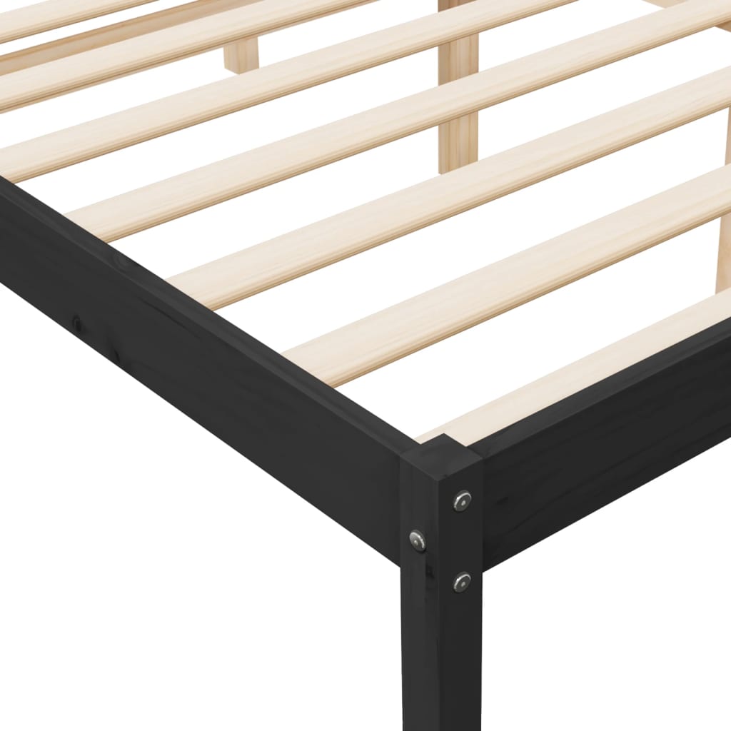Berkfield Bed Frame Black 180x200cm Super King Size Solid Wood Pine