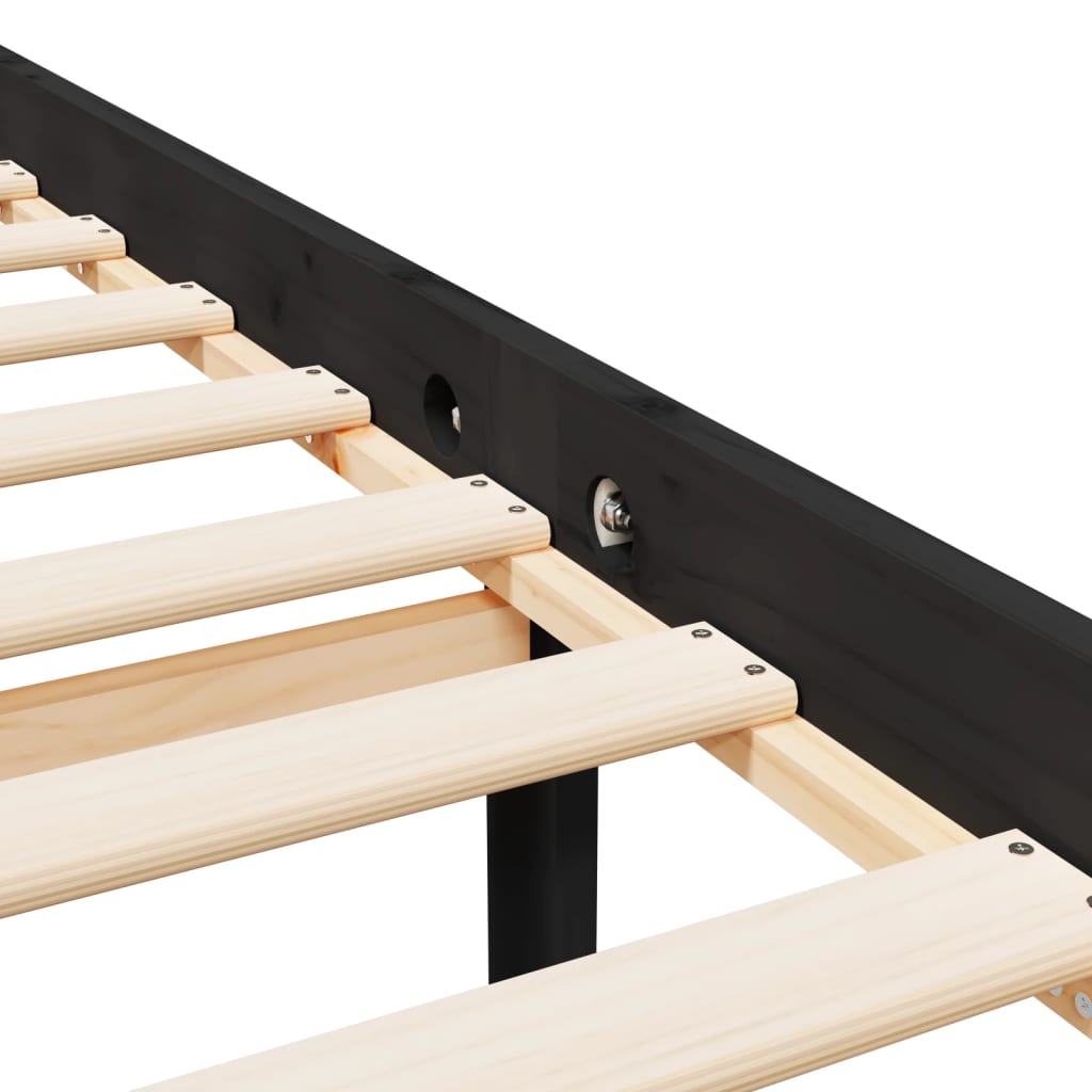 Berkfield Bed Frame Black 180x200cm Super King Size Solid Wood Pine