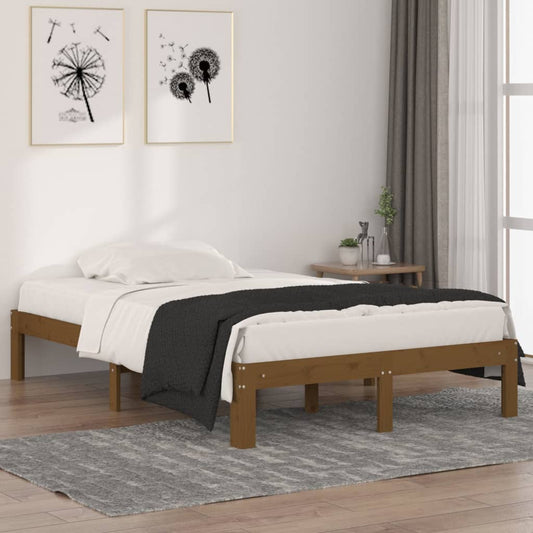 Berkfield Bed Frame Honey Brown Solid Wood 120x190 cm Small Double