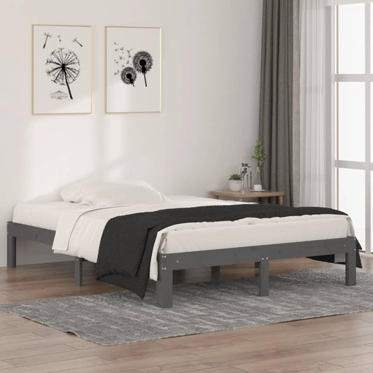 Berkfield Bed Frame Grey Solid Wood 135x190 cm Double