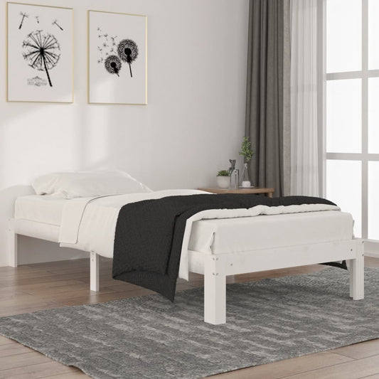 Berkfield Bed Frame White Solid Wood Pine 90x200 cm