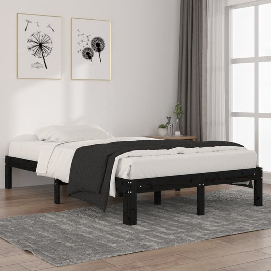 Berkfield Bed Frame Black Solid Wood Pine 120x200 cm