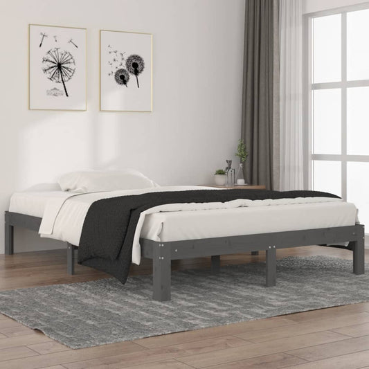 Berkfield Bed Frame Grey Solid Wood Pine 140x200 cm