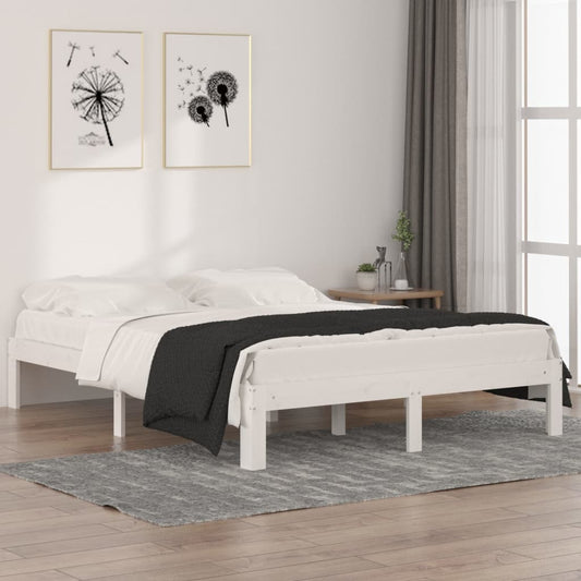 Berkfield Bed Frame White Solid Wood 150x200 cm King Size