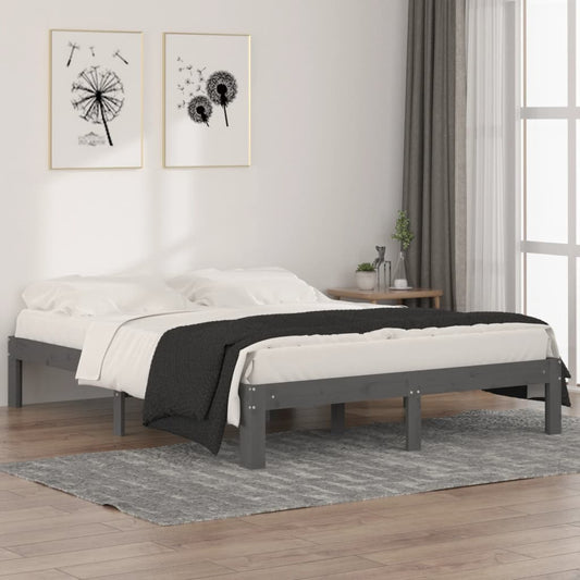 Berkfield Bed Frame Grey Solid Wood 150x200 cm King Size
