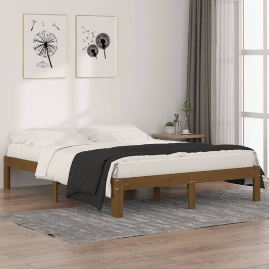 Berkfield Bed Frame Honey Brown Solid Wood 150x200 cm King Size