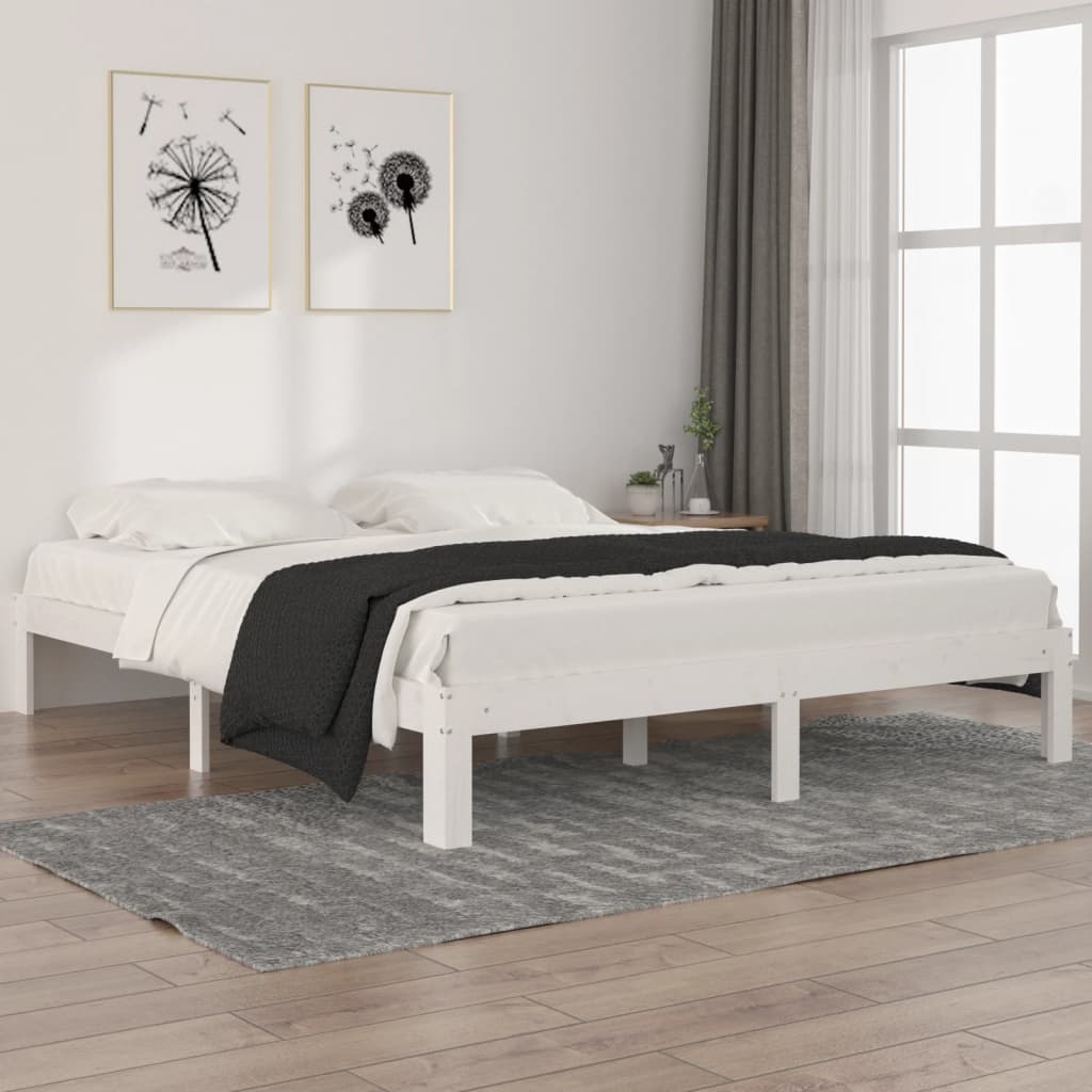 Berkfield Bed Frame White Solid Wood Pine 160x200 cm