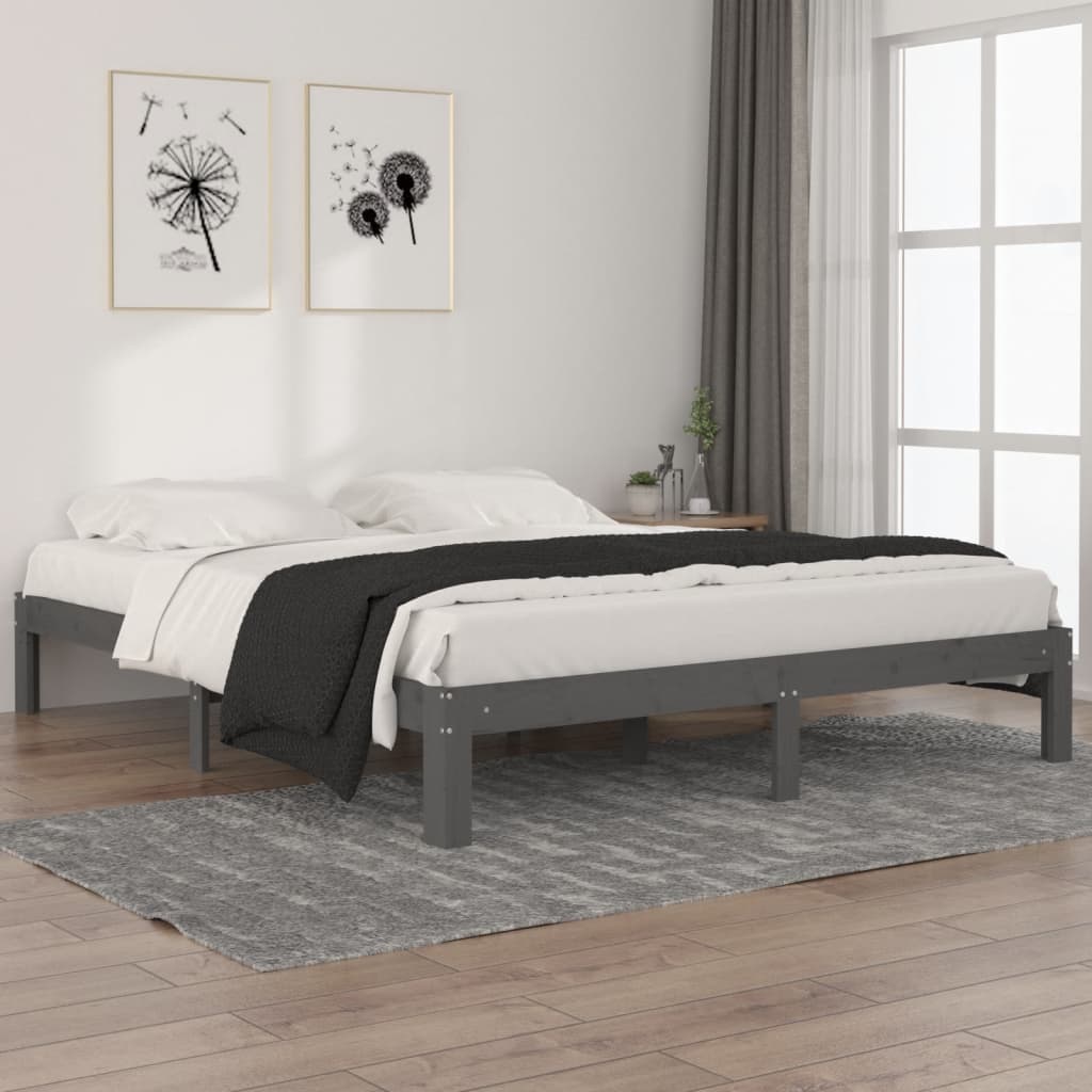 Berkfield Bed Frame Grey Solid Wood Pine 160x200 cm