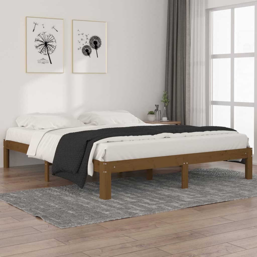 Berkfield Bed Frame Honey Brown Solid Wood Pine 160x200 cm