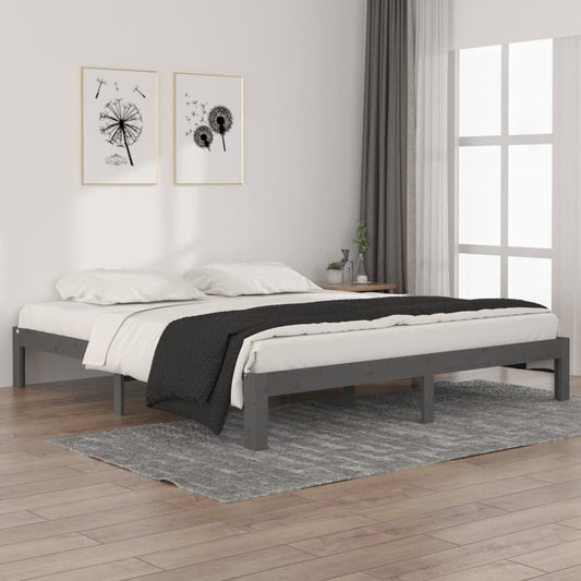 Berkfield Bed Frame Grey Solid Wood 180x200 cm Super King Size