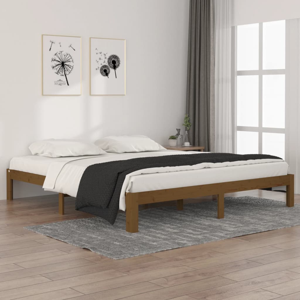 Berkfield Bed Frame Honey Brown Solid Wood 180x200 cm Super King Size