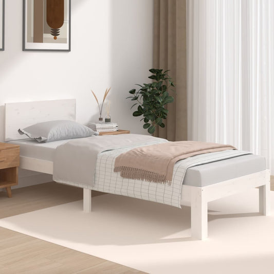 Berkfield Bed Frame White Solid Wood 75x190 cm Small Single