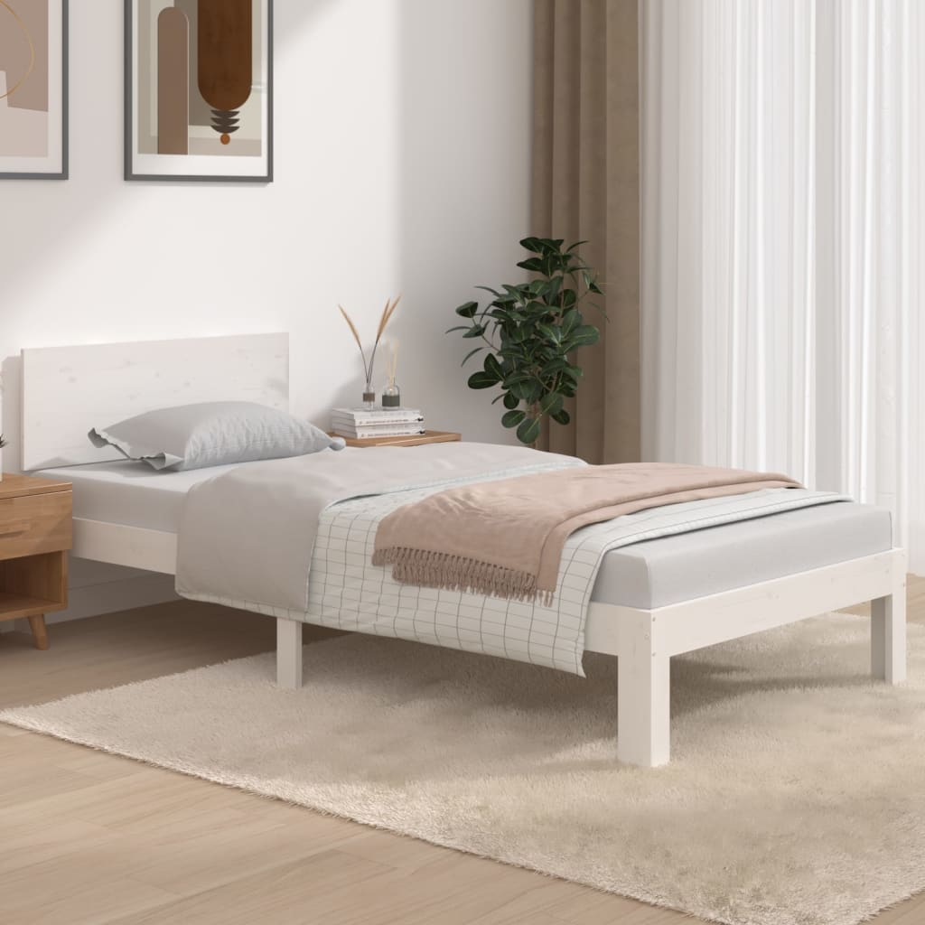 Berkfield Bed Frame White Solid Wood 90x190 cm Single