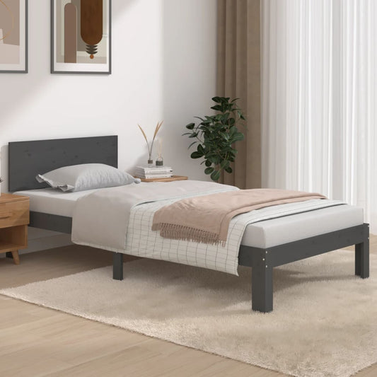 Berkfield Bed Frame Grey Solid Wood 90x190 cm Single