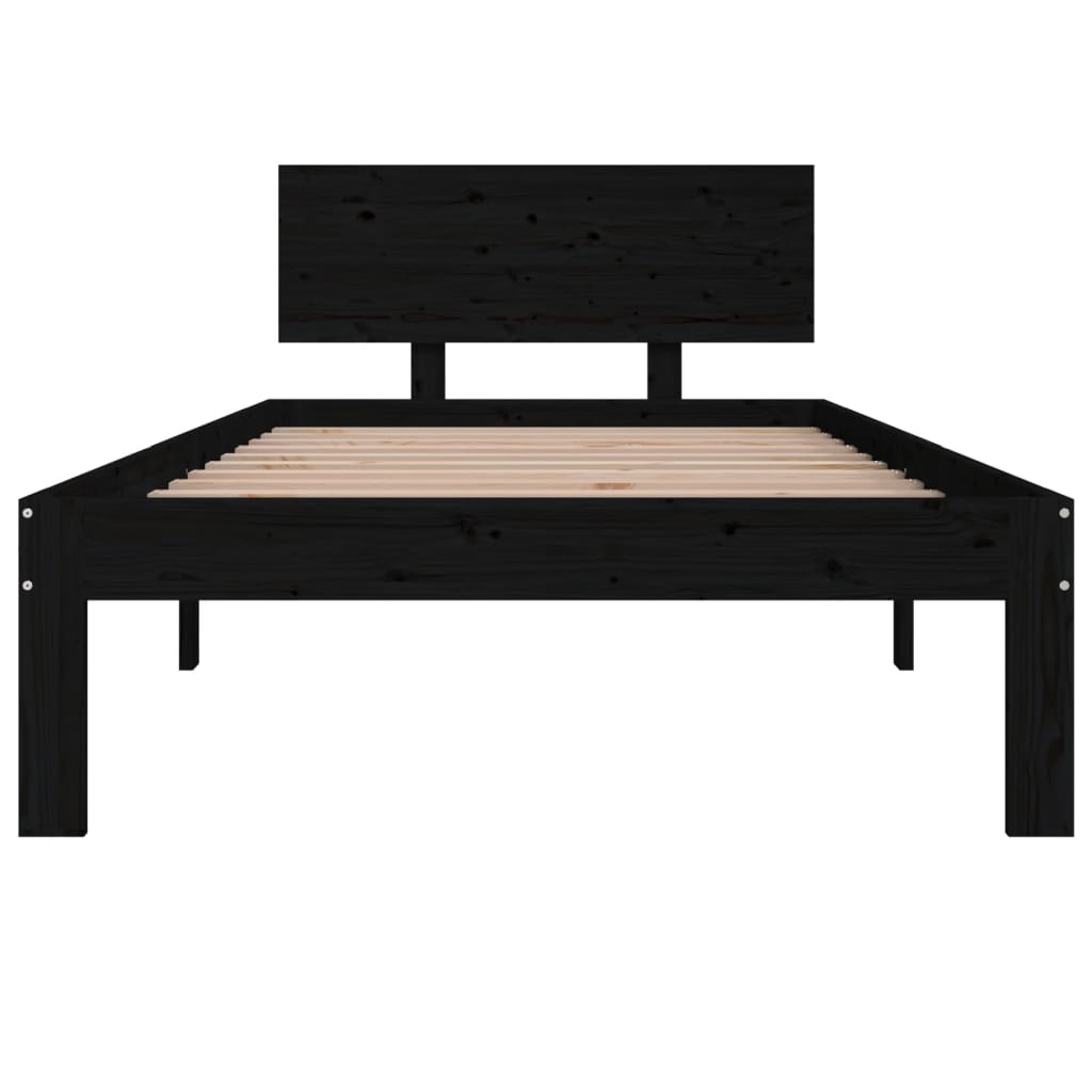 Berkfield Bed Frame Black Solid Wood 90x190 cm Single