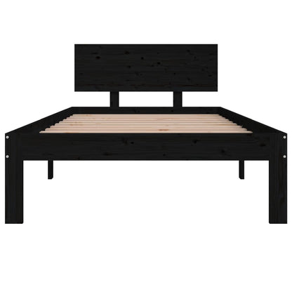 Berkfield Bed Frame Black Solid Wood 90x190 cm Single