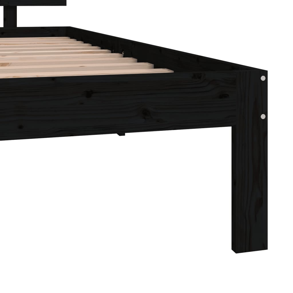 Berkfield Bed Frame Black Solid Wood 90x190 cm Single