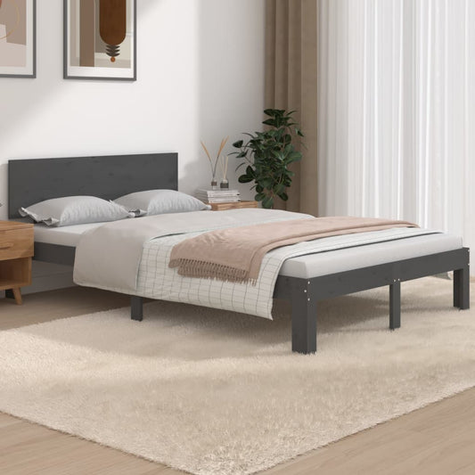 Berkfield Bed Frame Grey Solid Wood 120x190 cm Small Double