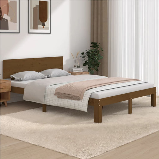 Berkfield Bed Frame Honey Brown Solid Wood 135x190 cm Double