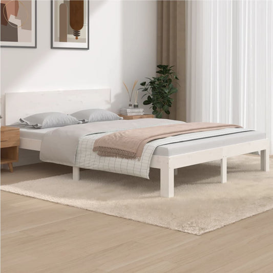 Berkfield Bed Frame White Solid Wood Pine 140x190 cm
