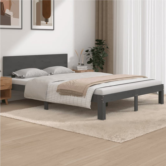 Berkfield Bed Frame Grey Solid Wood Pine 140x190 cm