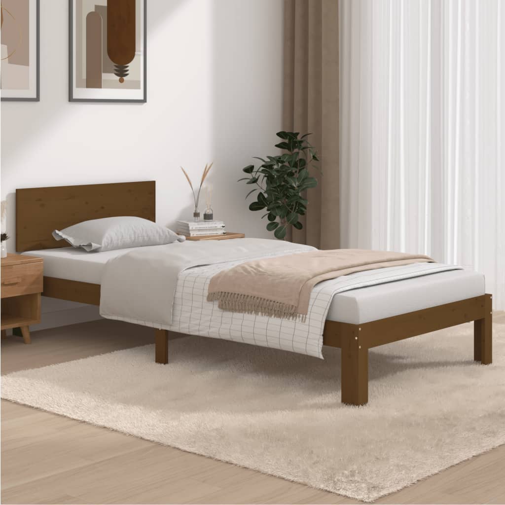 Berkfield Bed Frame Honey Brown Solid Wood Pine 90x200 cm