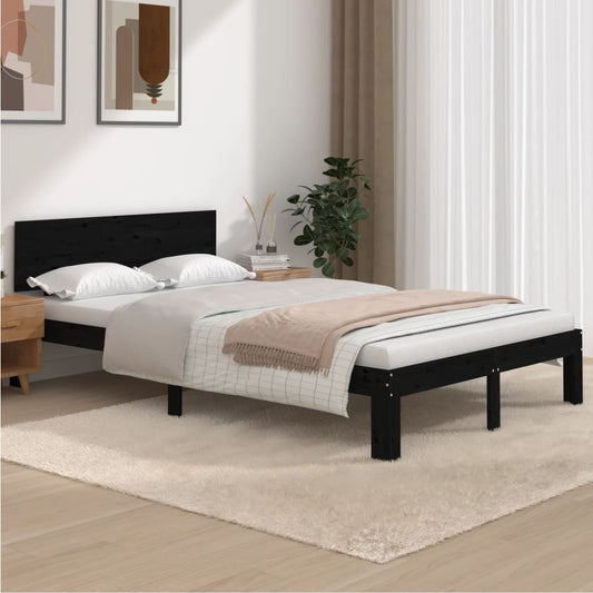 Berkfield Bed Frame Black Solid Wood Pine 120x200 cm