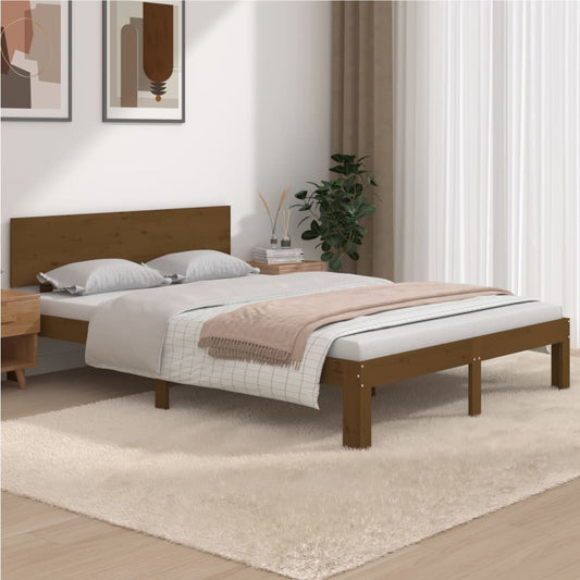 Berkfield Bed Frame Honey Brown Solid Wood 150x200 cm King Size