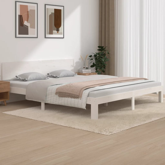 Berkfield Bed Frame White Solid Wood 180x200 cm Super King Size