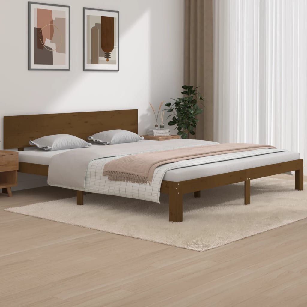Berkfield Bed Frame Honey Brown Solid Wood 180x200 cm Super King Size