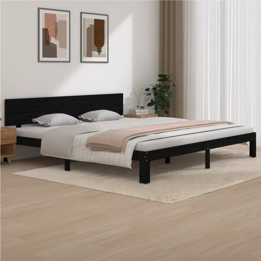 Berkfield Bed Frame Black Solid Wood Pine 200x200 cm