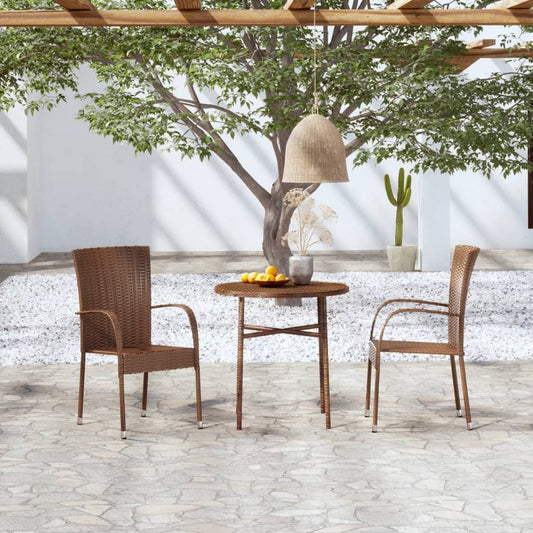 Berkfield 3 Piece Garden Dining Set Poly Rattan Brown