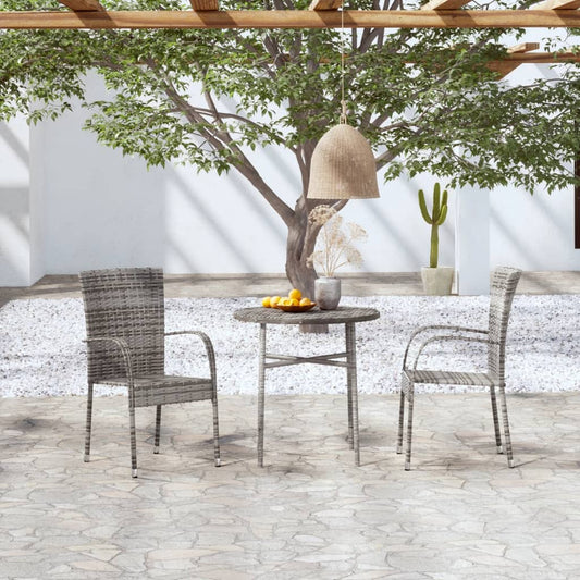 Berkfield 3 Piece Garden Dining Set Poly Rattan Grey