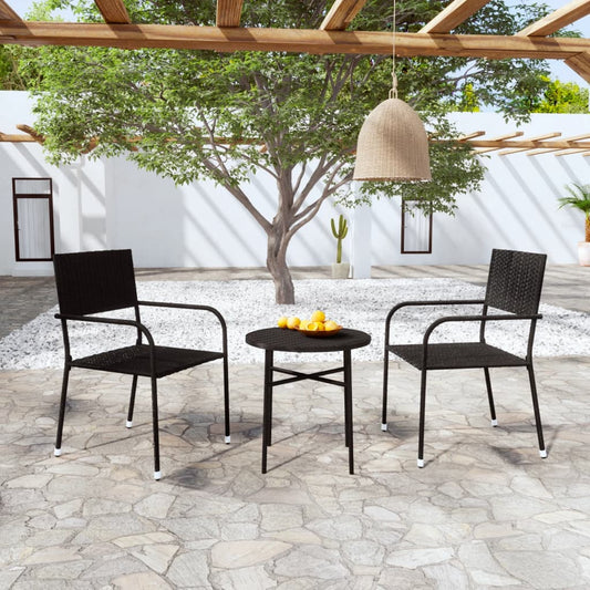 Berkfield 3 Piece Garden Dining Set Poly Rattan Black