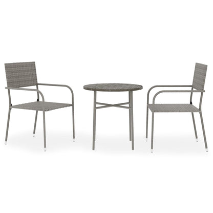 Berkfield 3 Piece Garden Dining Set Poly Rattan Grey